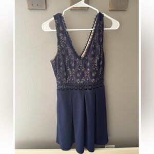Navy Lace Sleeveless Dress